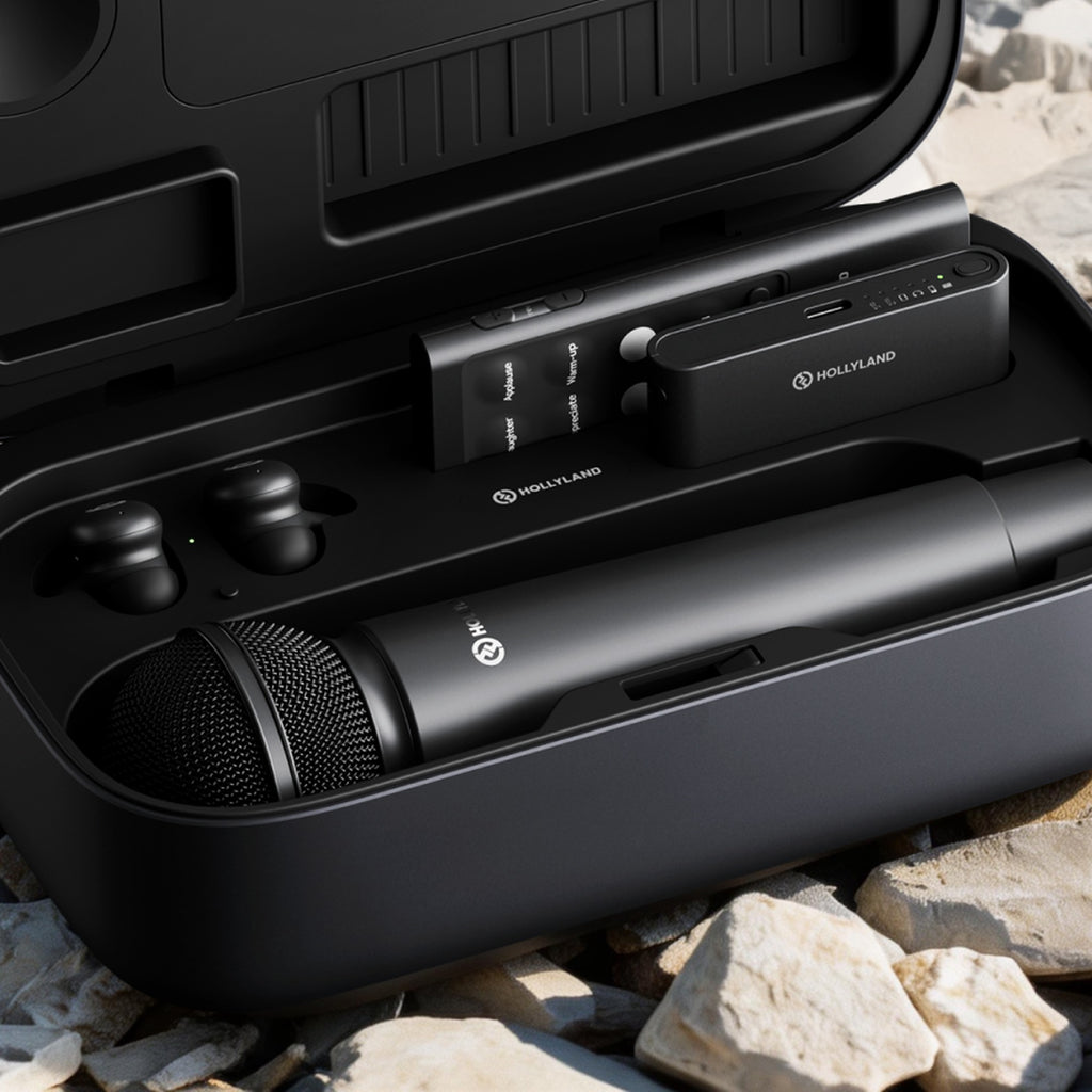 Hollyland MELO P1 charging case outdoors