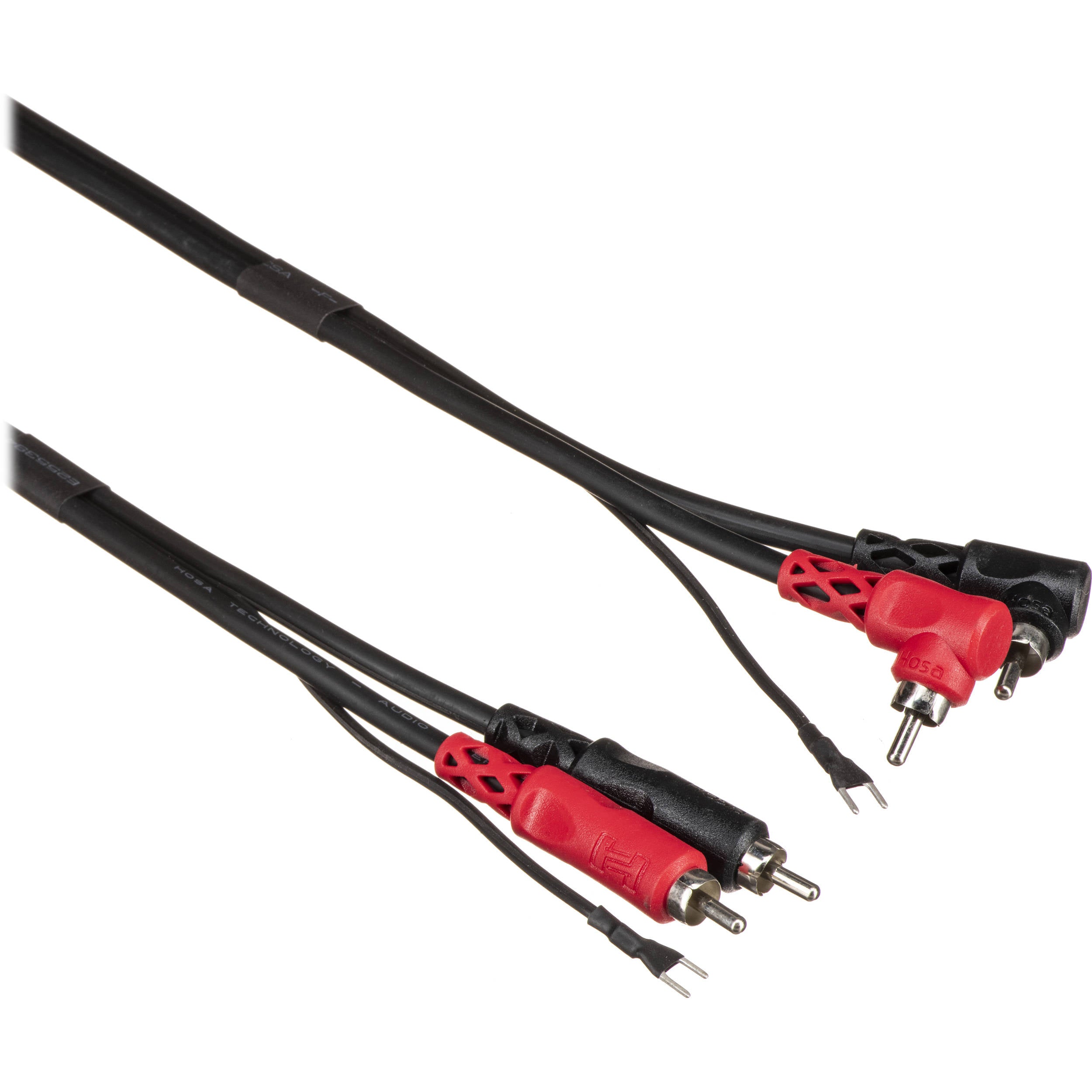 Hosa CRA-203DJ Dual RCA - Dual RCA Angled Cable 3m (with Ground Strap rca - rca cables, hero shot