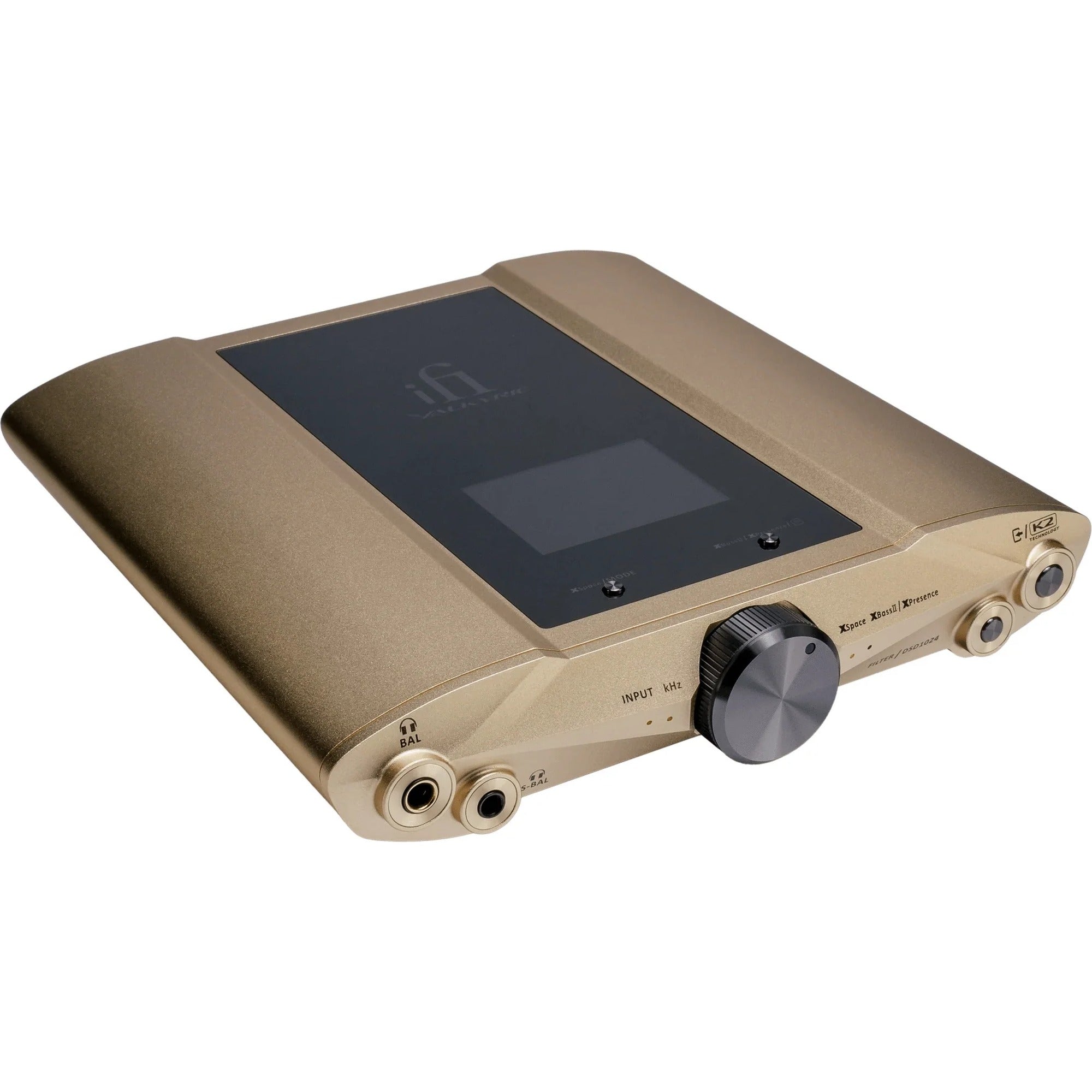 iFi Audio iDSD Valkyrie headphone amplifier and DAC with sleek black design and control knobs on the front panel.