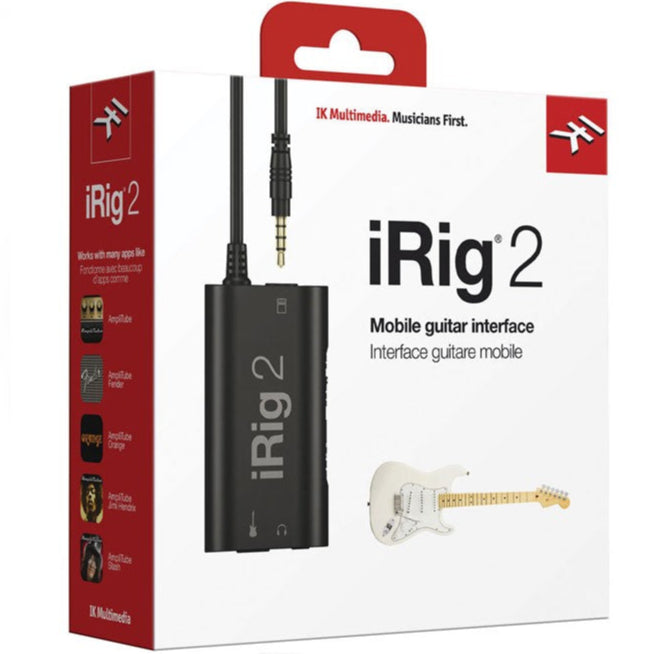 IK Multimedia iRig 2 mobile guitar interface, in black