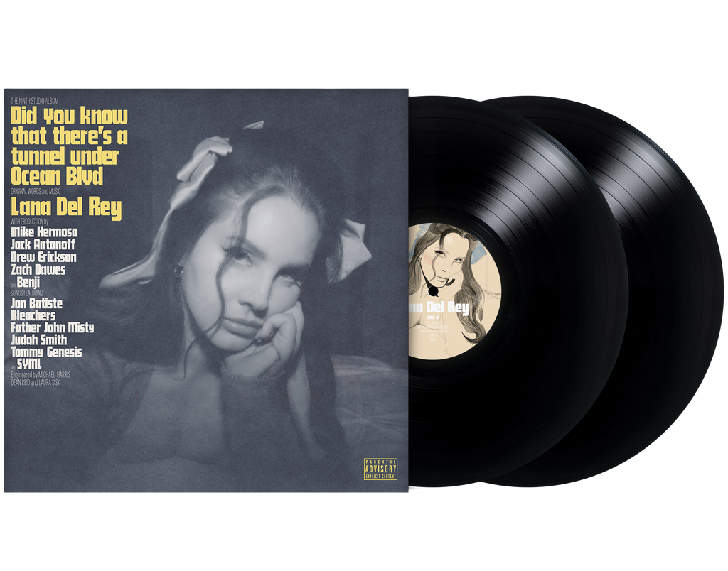 Black vinyl 2LP of Lana Del Rey's "Did You Know That There's a Tunnel Under Ocean Blvd" album, featuring rock, indie, and pop music.