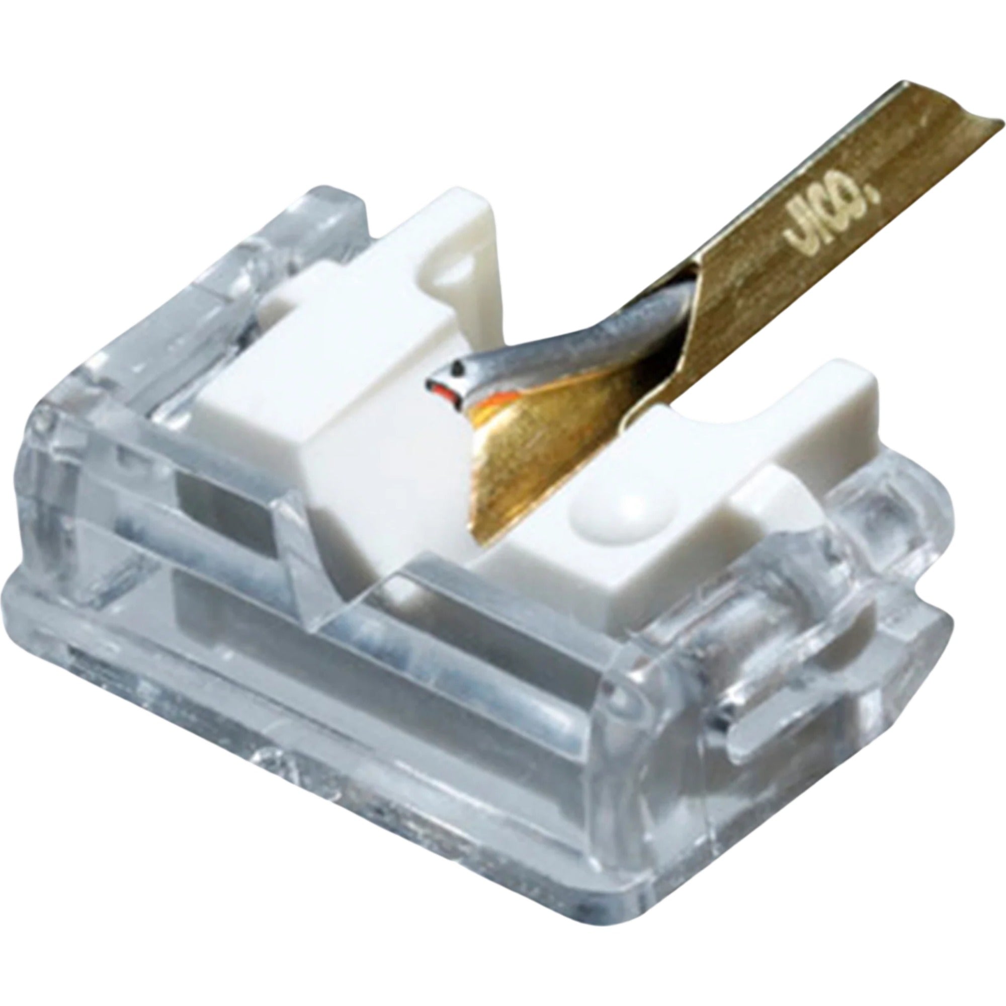 Jico N-44-7 DJ stylus with improved nude design for turntables, showcasing the stylus tip and body.