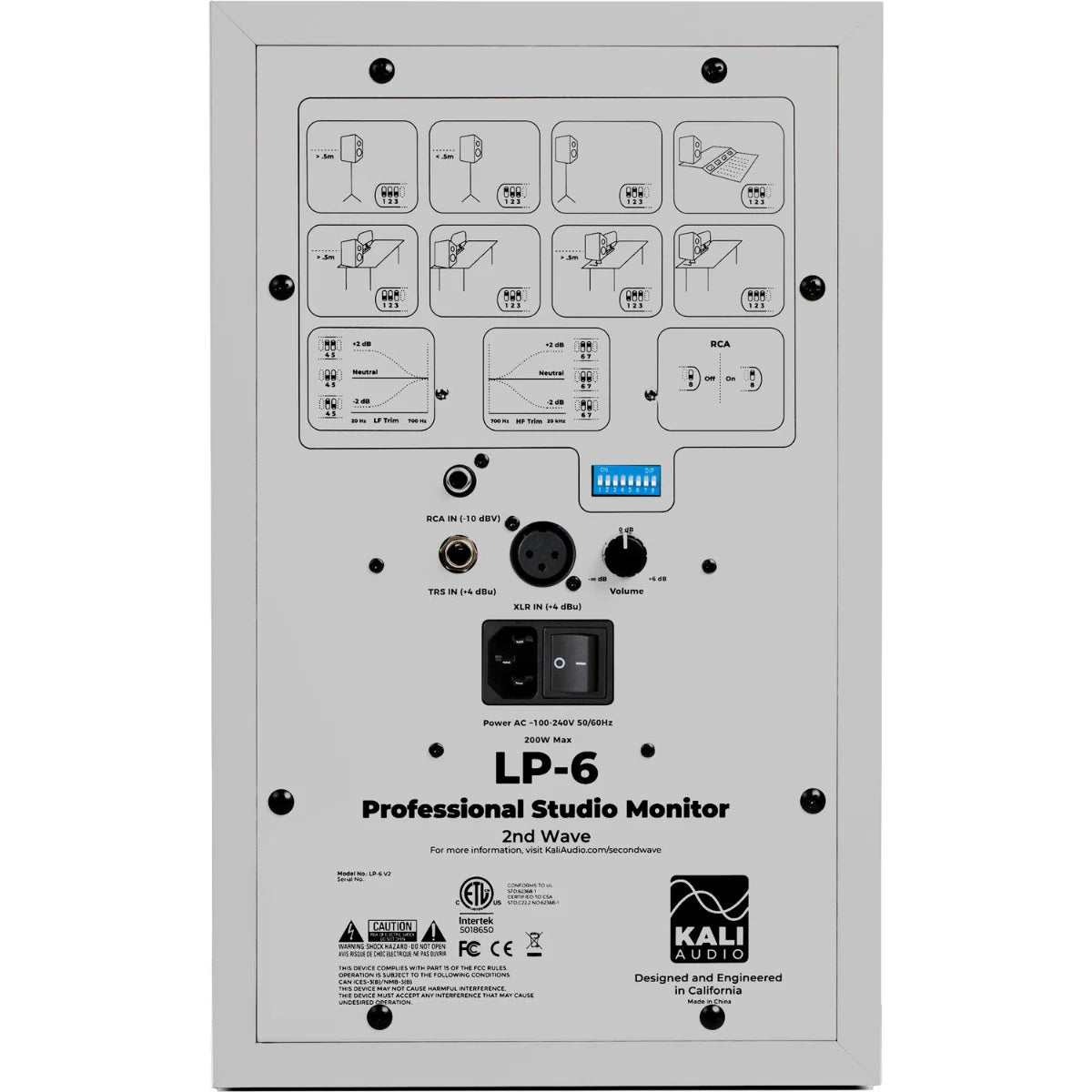 Kali Audio LP-6 V2 active studio monitor, in black, front view