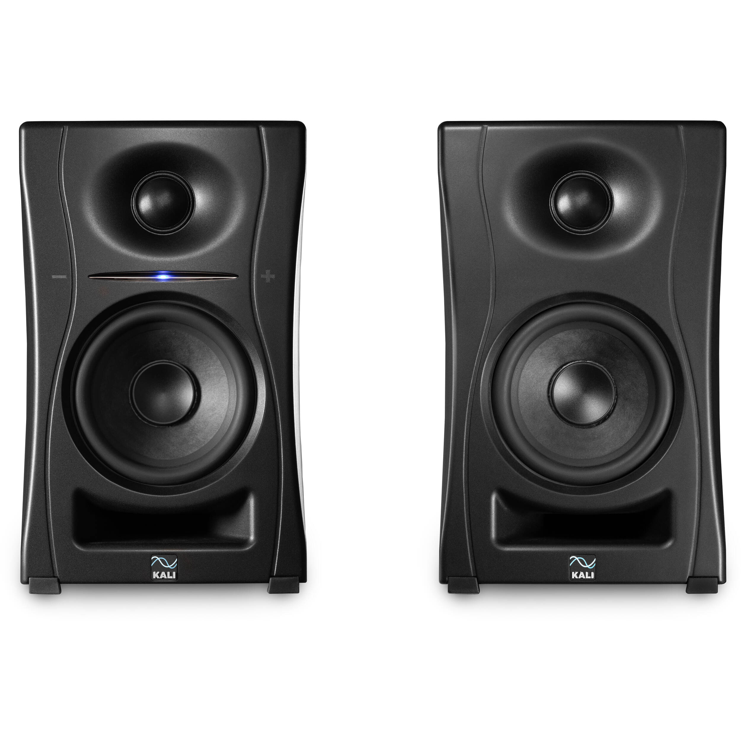 Kali Audio LP-UNF active nearfield monitors, black front view 3