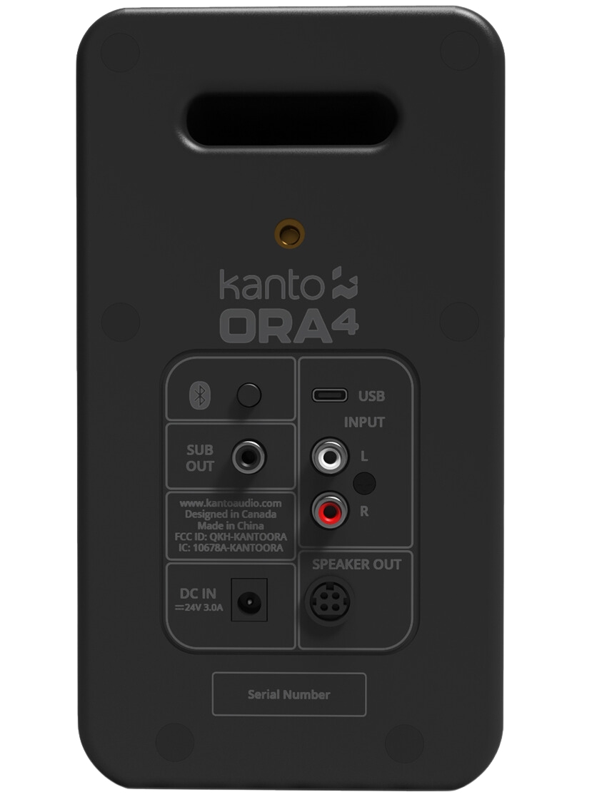 Kanto Audio Ora 4 desktop speakers, black front view 2