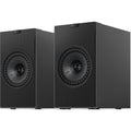 KEF Coda W active bookshelf speakers, front view.