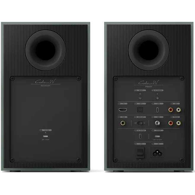 KEF Coda W active bookshelf speakers, detail view.
