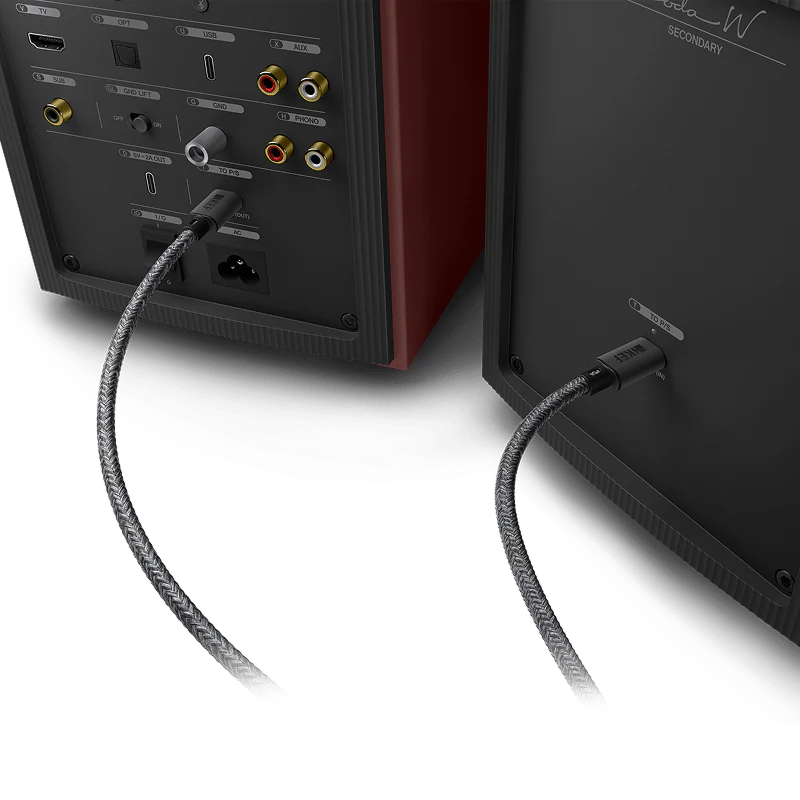 KEF Coda W active bookshelf speakers, detail view.