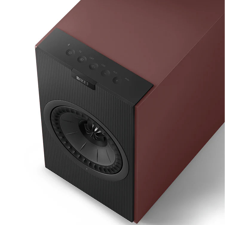 KEF Coda W active bookshelf speakers, detail view.