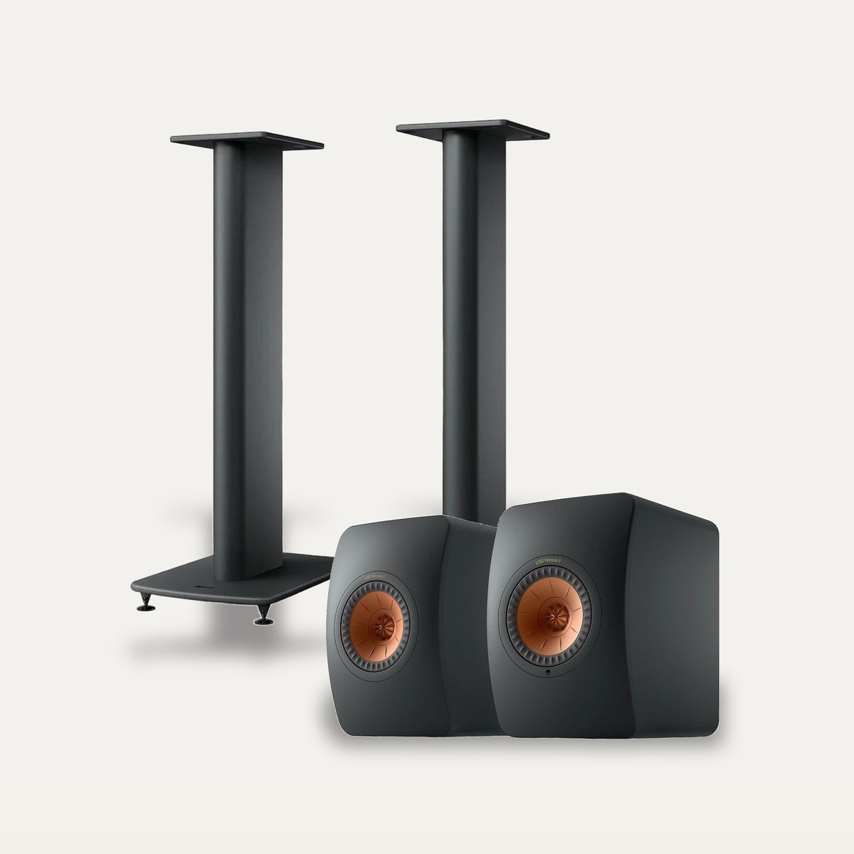 KEF LS50 Wireless II + KEF S2 Stands Wireless Speaker Set – Speaker Colour Black