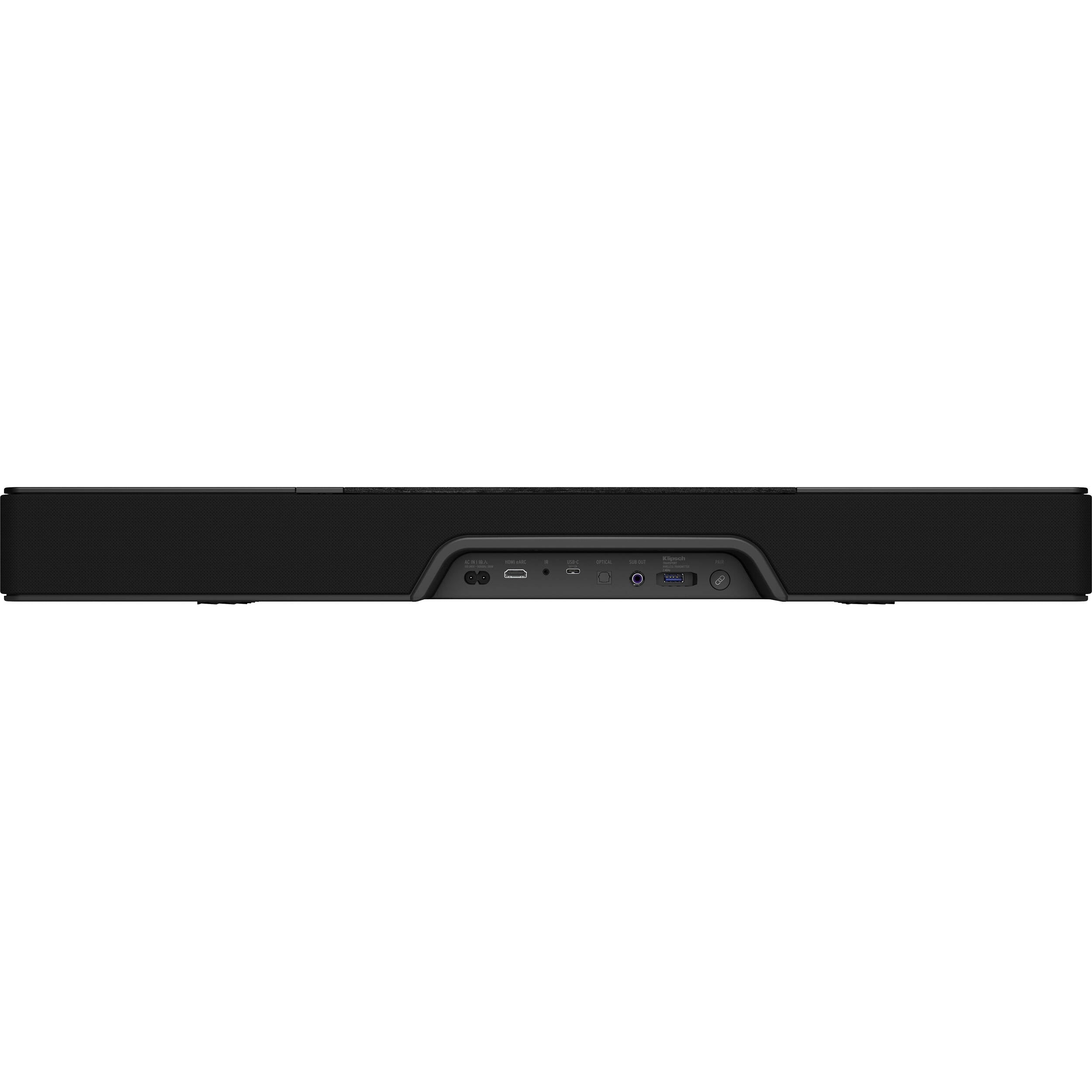 Klipsch Flexus Core 100 soundbar, rear panel connections and ports.