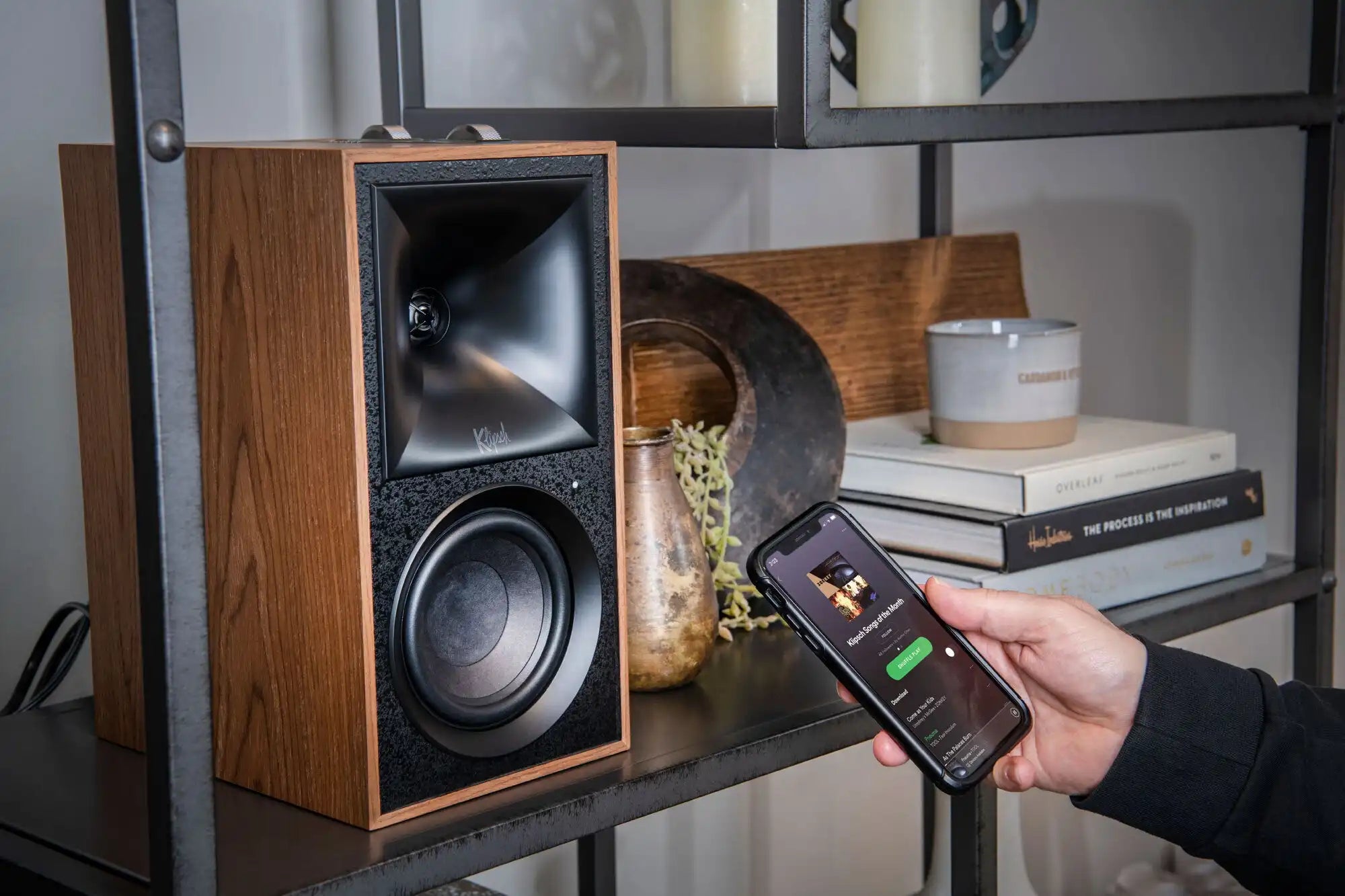 Klipsch The Fives active bookshelf speakers, lifestyle