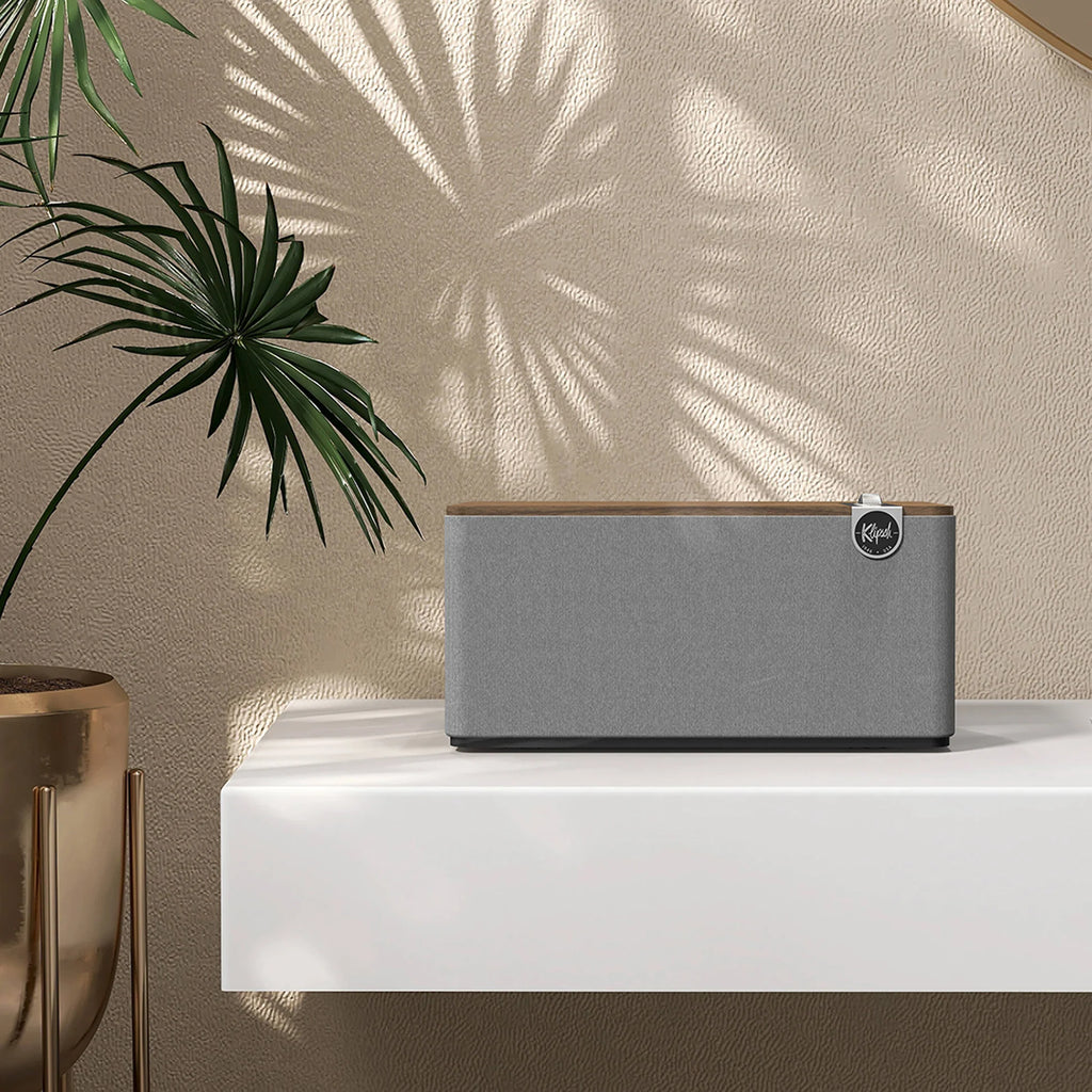 Klipsch The Three Plus wireless speaker, display detail, black
