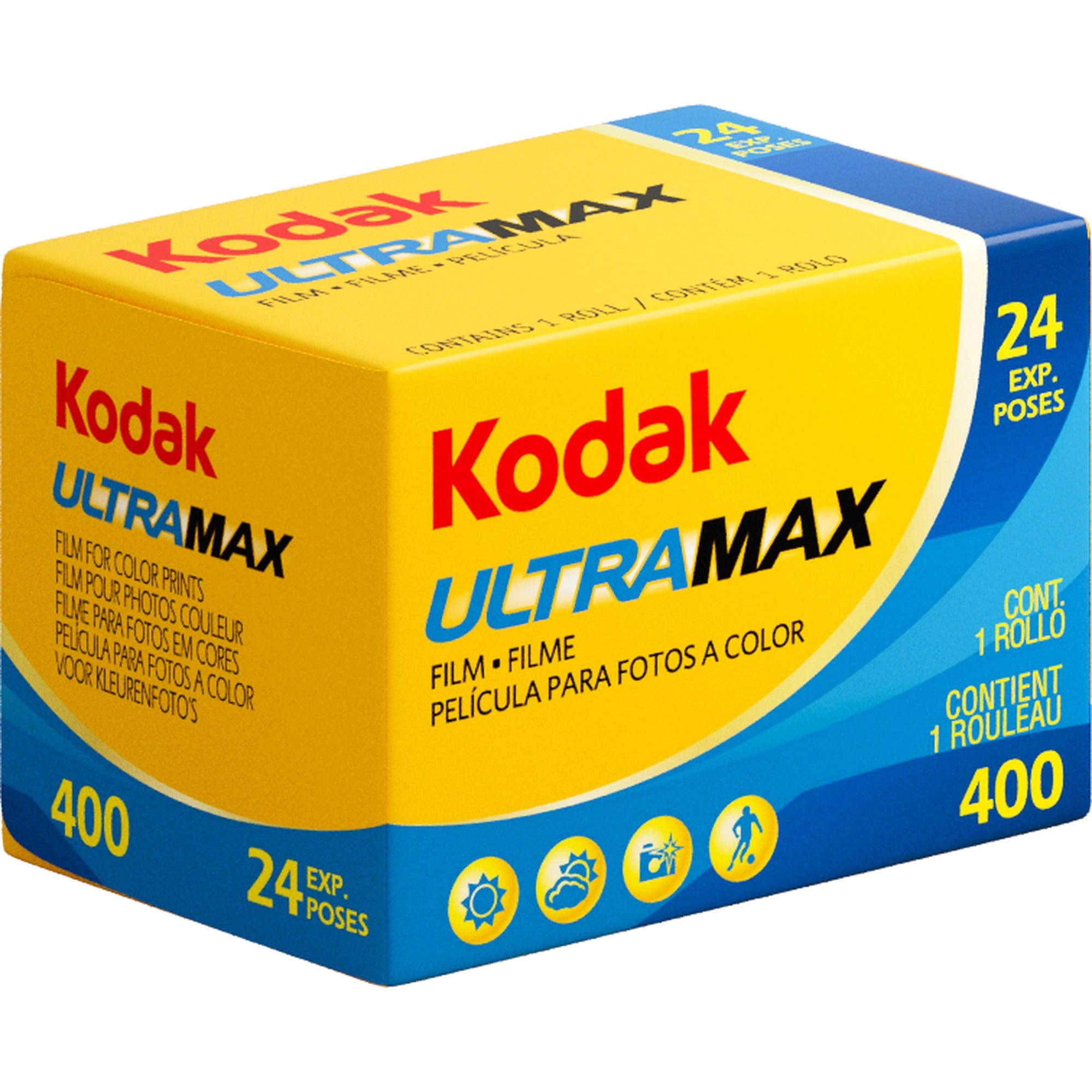 Kodak 135 Ultramax 400 35mm film, packaging view
