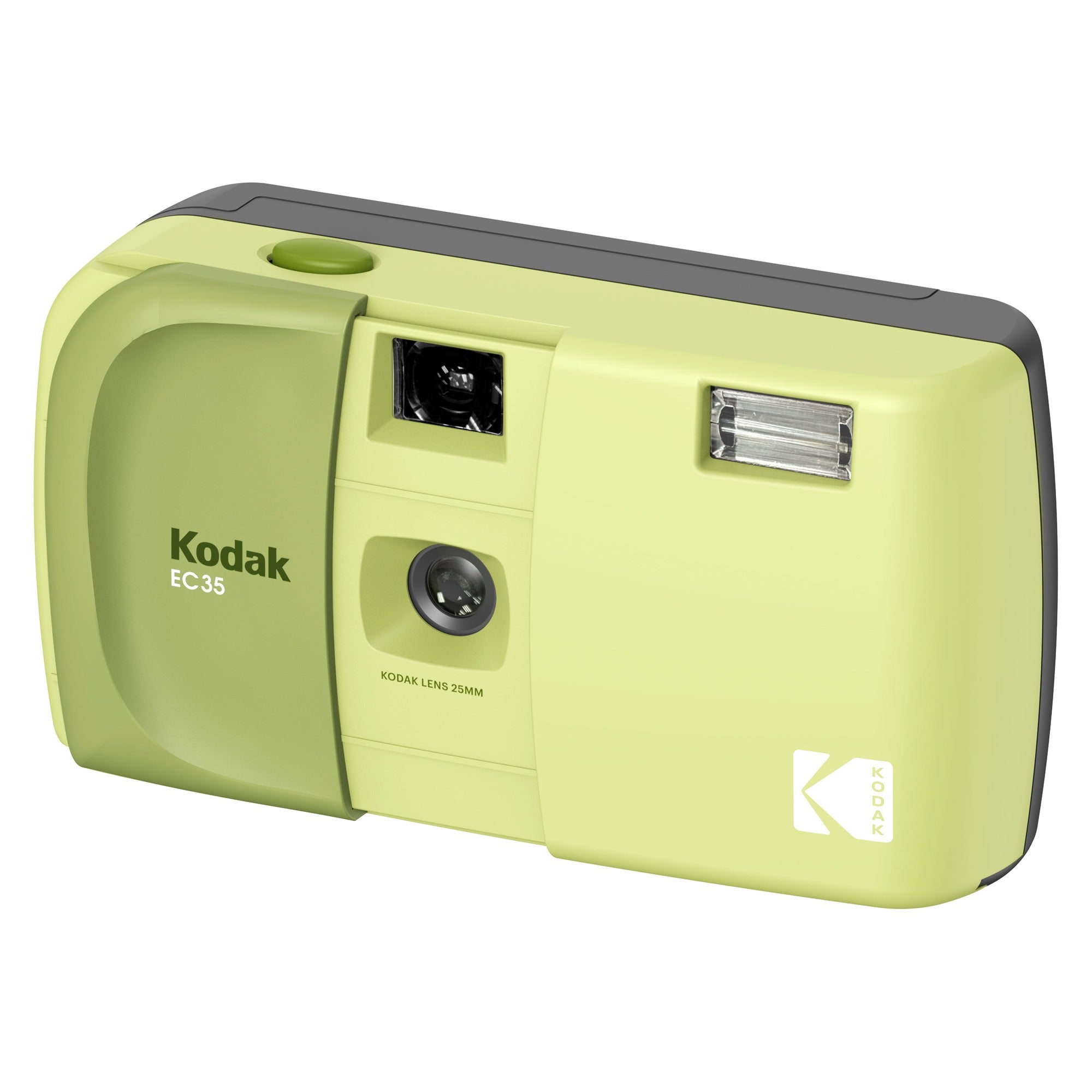 Kodak EC35 film camera in Avocado Green, three-quarter front view