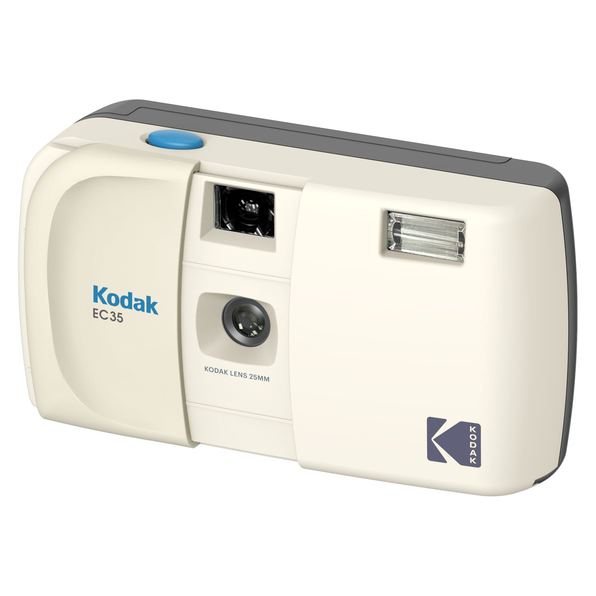 Kodak EC35 film camera in Vanilla White, three-quarter front view