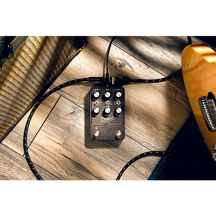 Universal Audio Dream '65 Reverb Amplifier with vintage styling and control knobs, showcasing its sleek design and features.