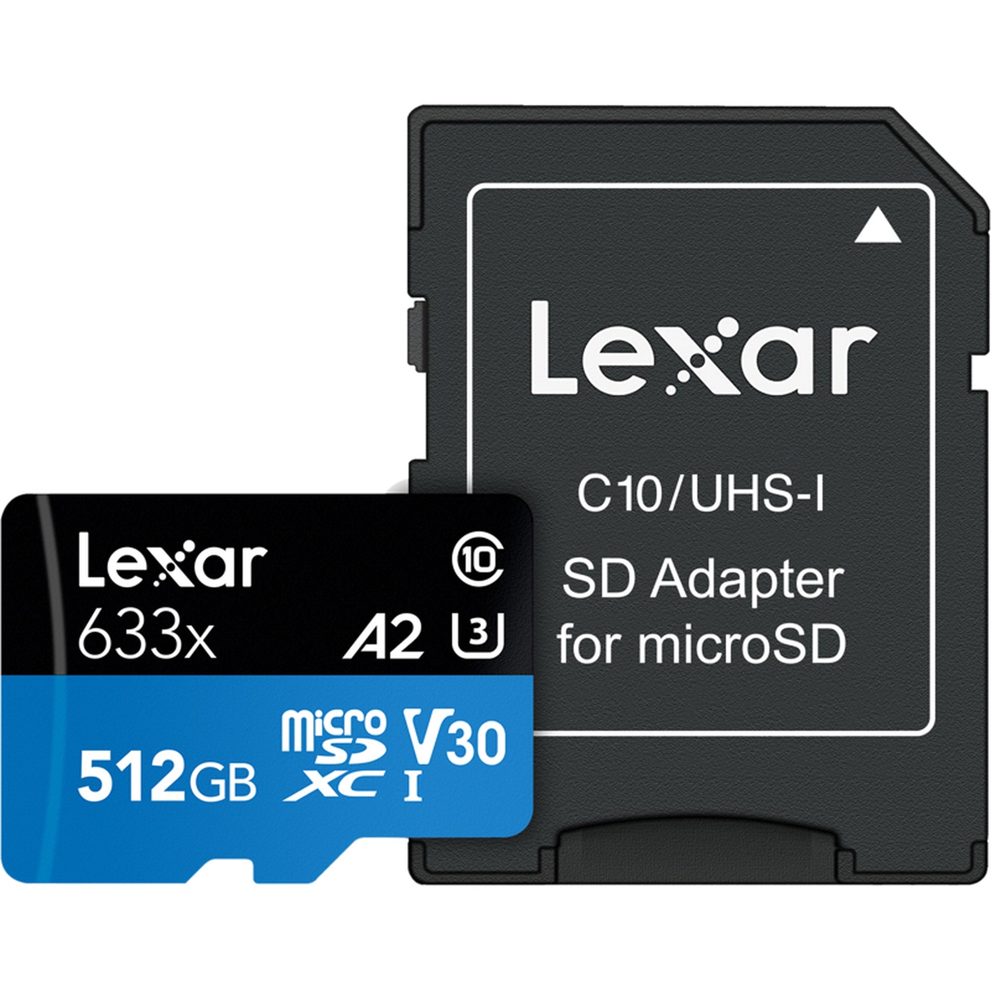 Lexar 633X microSDHC/SDXC V30 512GB microSD card, with SD adapter