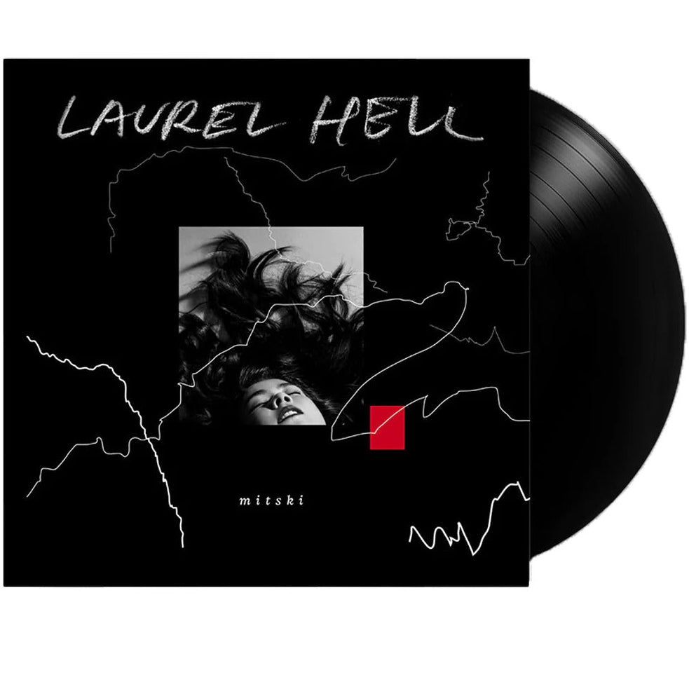 Black vinyl LP of Mitski's Laurel Hell album by Dead Oceans, featuring the album cover with dark artwork and sleek black design.