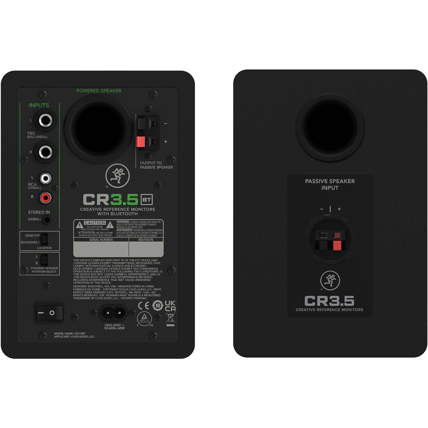 Mackie CR3.5BT desktop speakers, black.