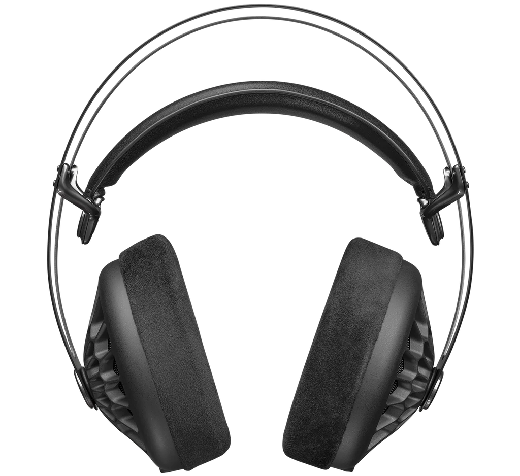 Wired Meze Audio 105 AER headphones with sleek design and over-ear cups, showing detailed ear cushions and headband.