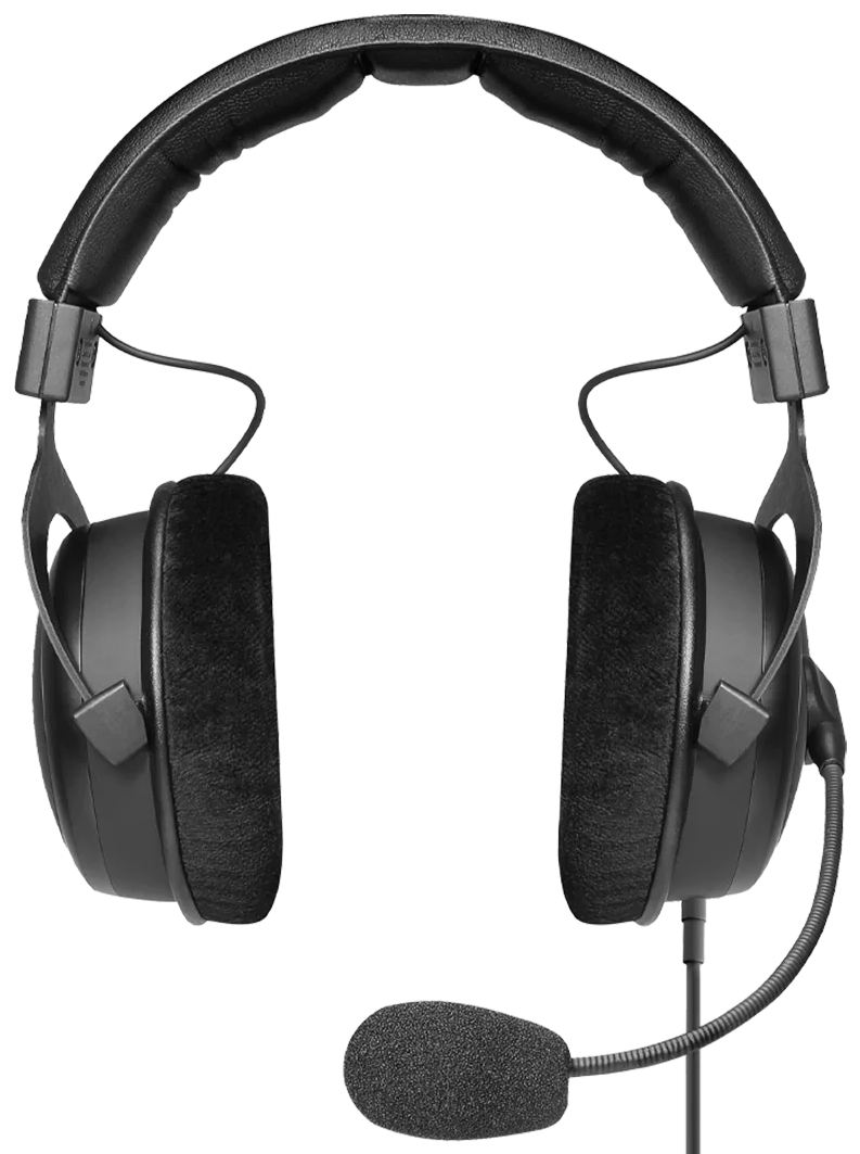 Beyerdynamic MMX 300 Pro gaming headset, front view in black