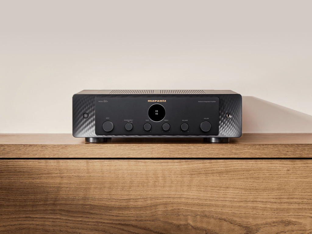 Marantz MODEL 60n stereo amplifier with sleek design and control knobs, showcasing high-quality audio equipment.