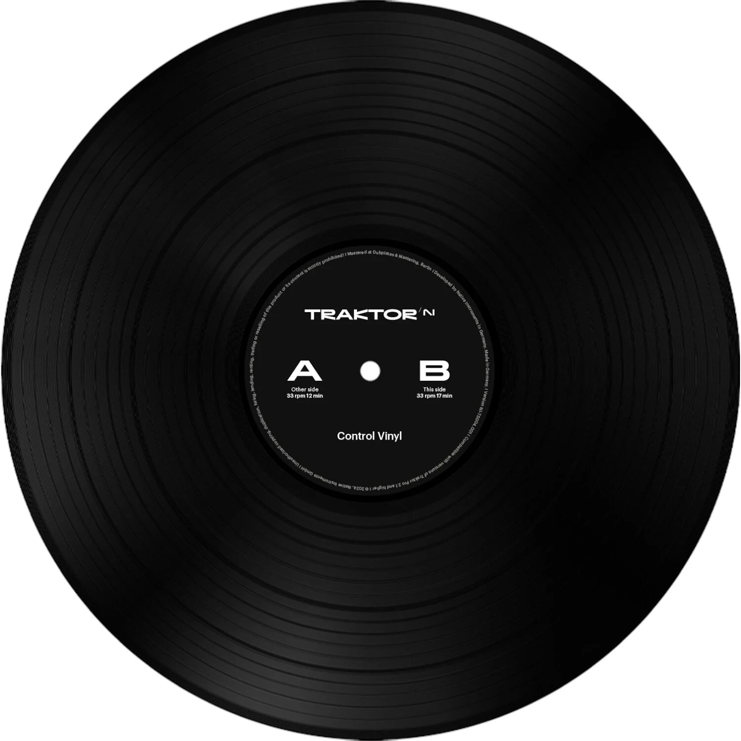 Native Instruments Traktor Control Vinyl timecode vinyls, hero shot in black