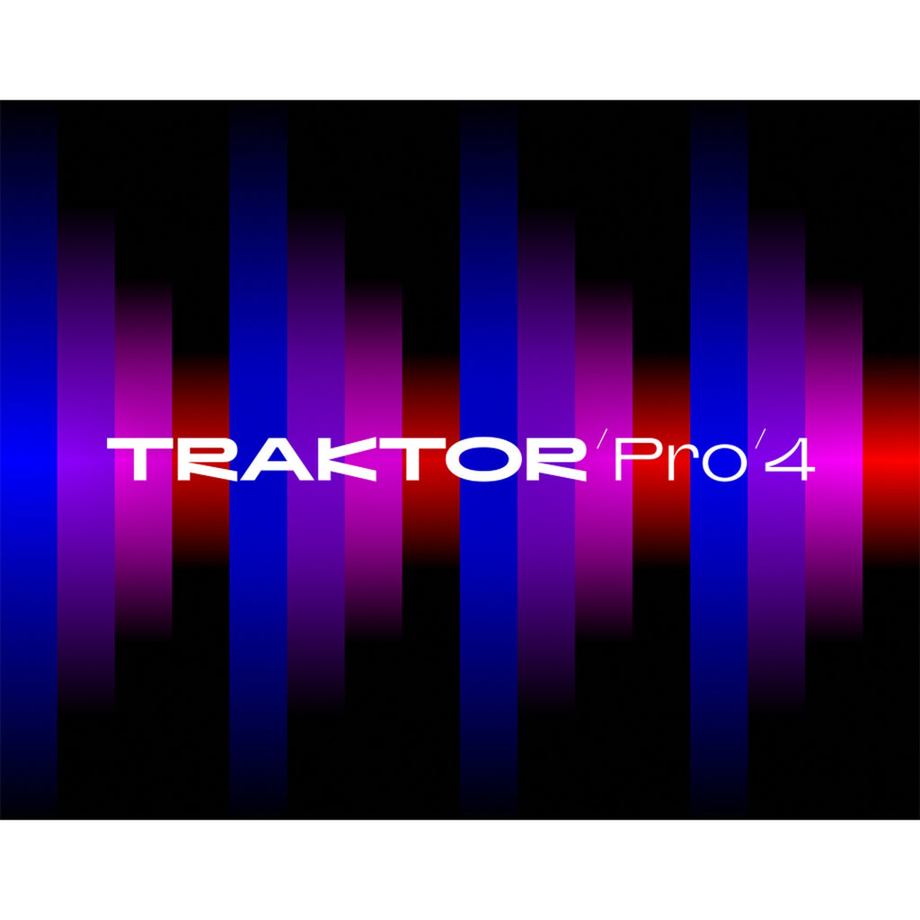 Native Instruments Traktor Pro 4 DJ software interface with waveform displays and control panels for professional mixing.