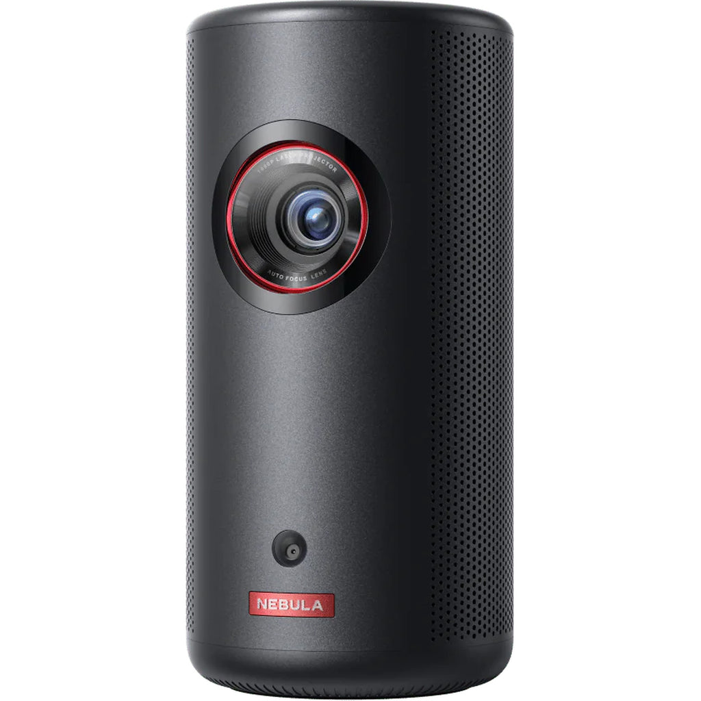 Nebula Capsule 3 Laser projector by Nebula showing a compact portable design with a projection lens and control buttons.