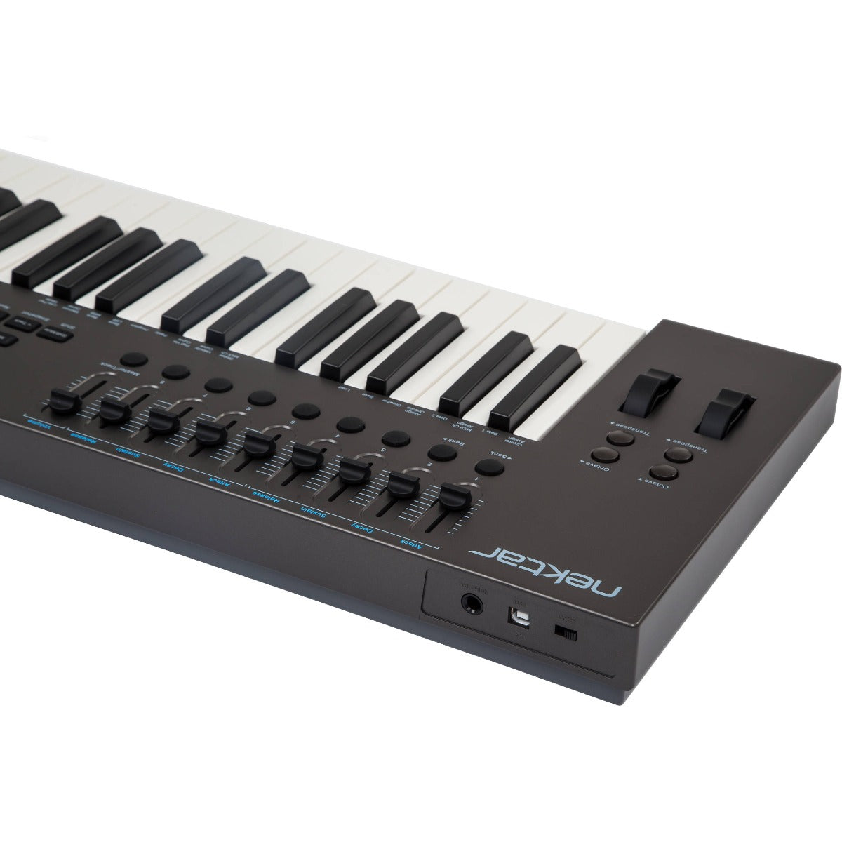 Nektar Impact LX49+ midi keyboards, close up