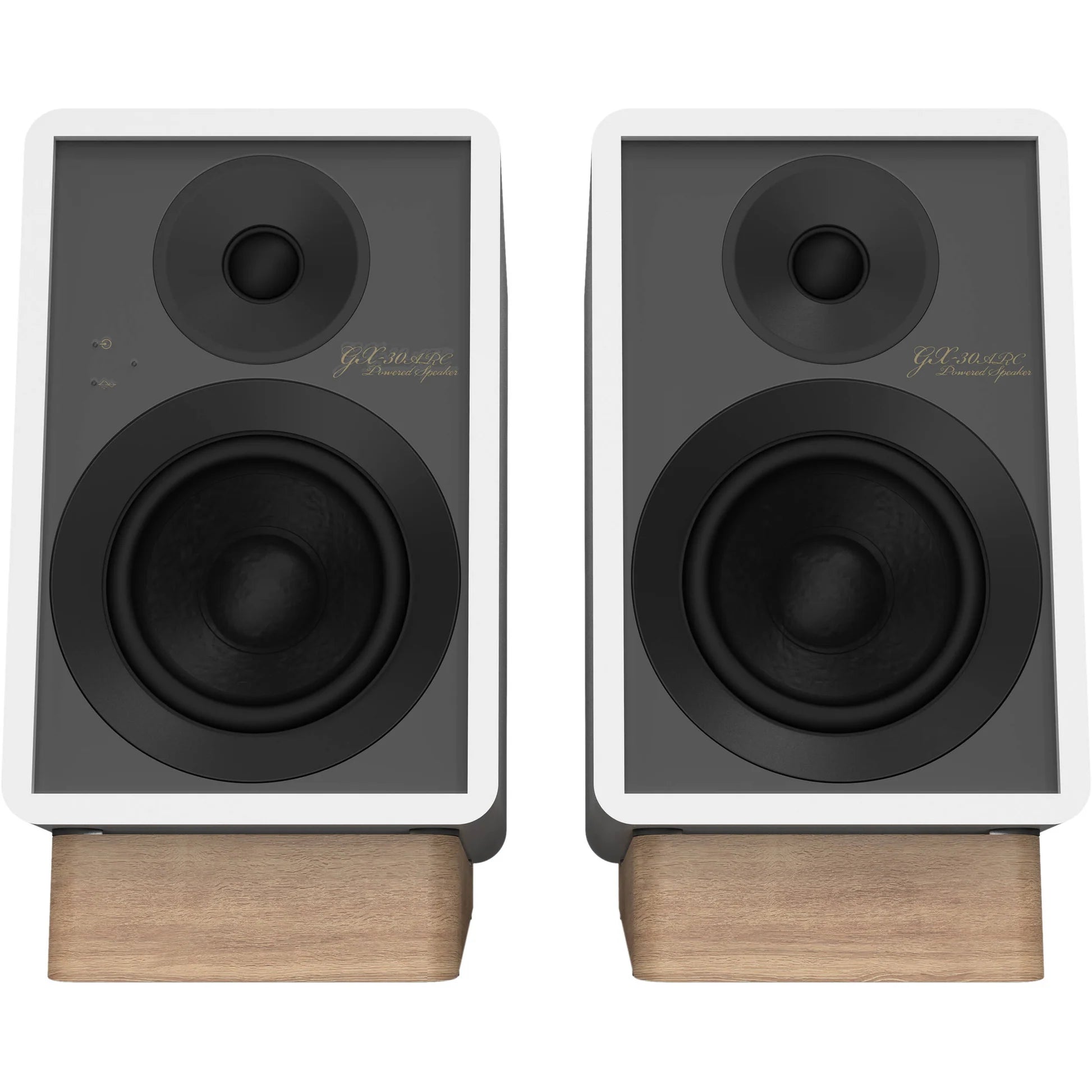 Onkyo GX-30ARC desktop speakers, in black, lifestyle setting