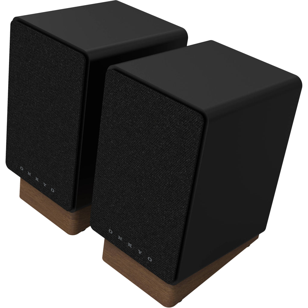 Onkyo GX-30ARC desktop speakers, in black, lifestyle setting