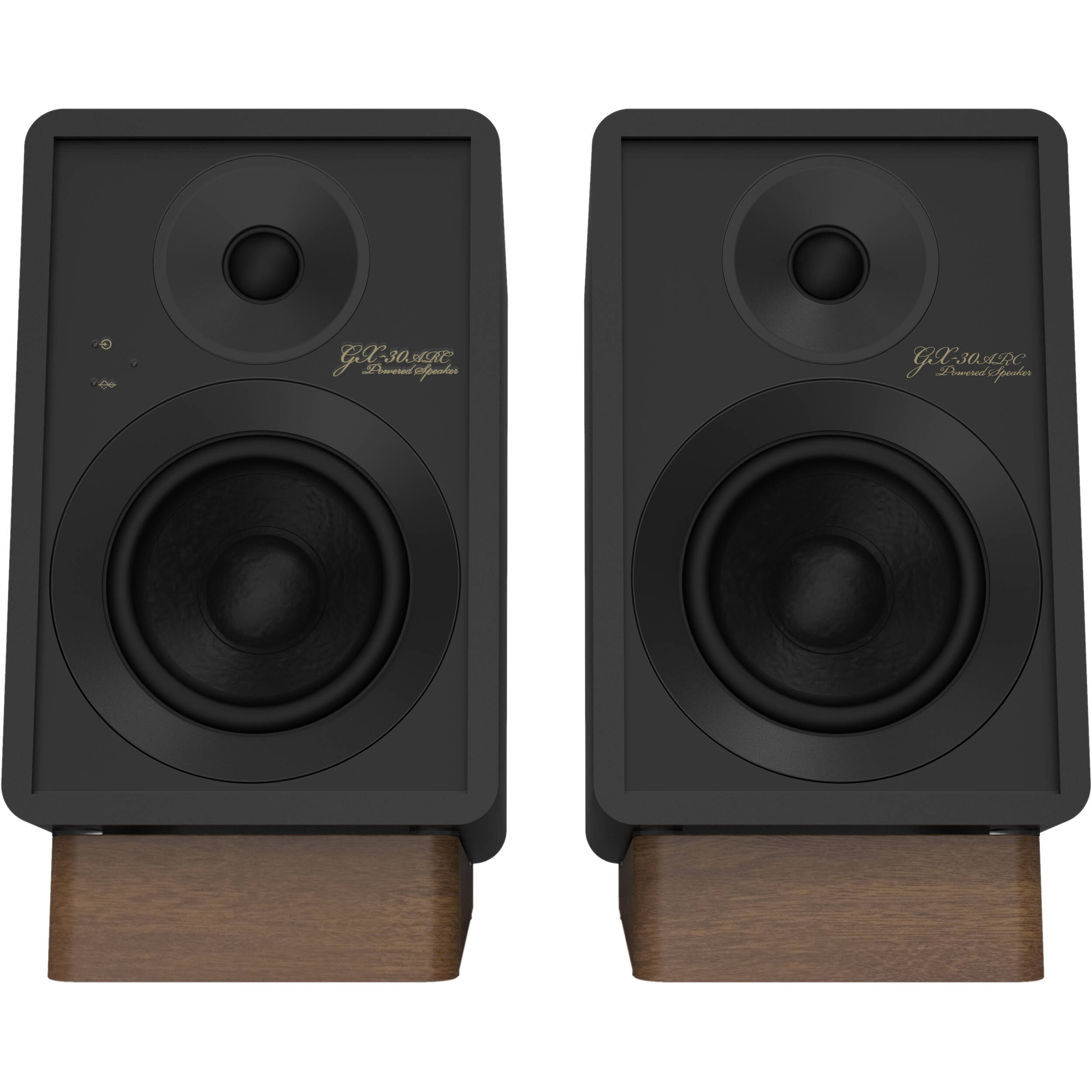 Onkyo GX-30ARC desktop speakers, in black, lifestyle setting