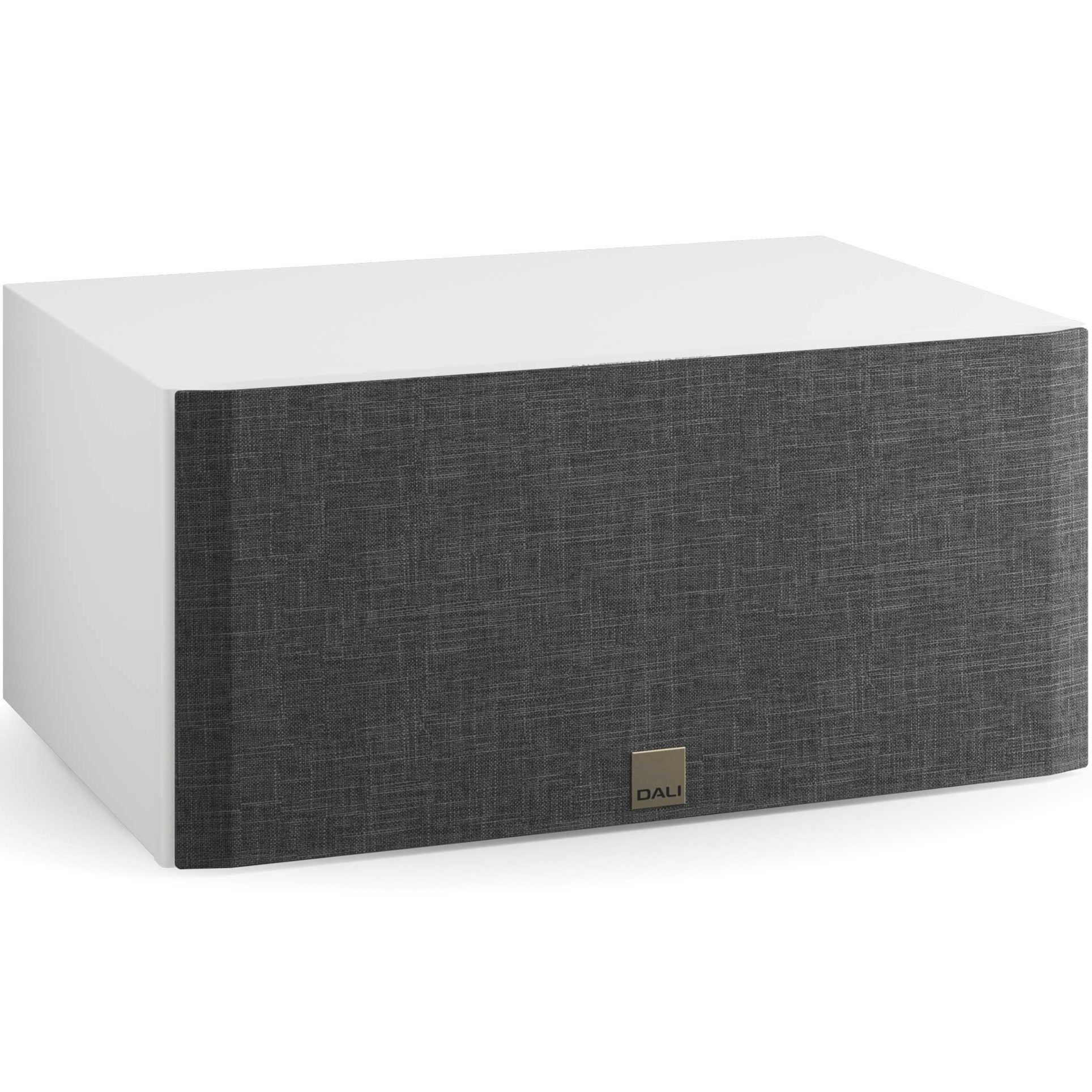 DALI Opticon Vokal MK2 white center speaker with sleek design and speaker grille, ideal for home theater systems.