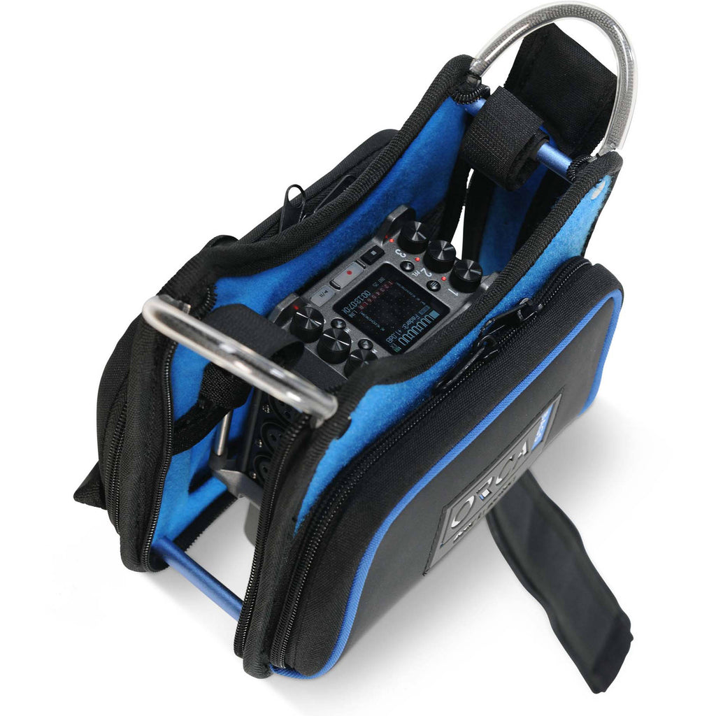 Orca Bags OR-268 microphone bag, open bag showing mounted recorder inside.