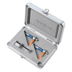 Two Ortofon Concorde DJ MK2 turntable cartridges with a protective case, designed for professional DJ turntable setups.