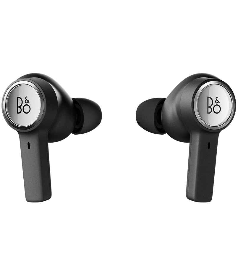 Wireless in-ear headphones by Bang & Olufsen Beoplay Eleven in natural aluminum finish, shown from a side perspective