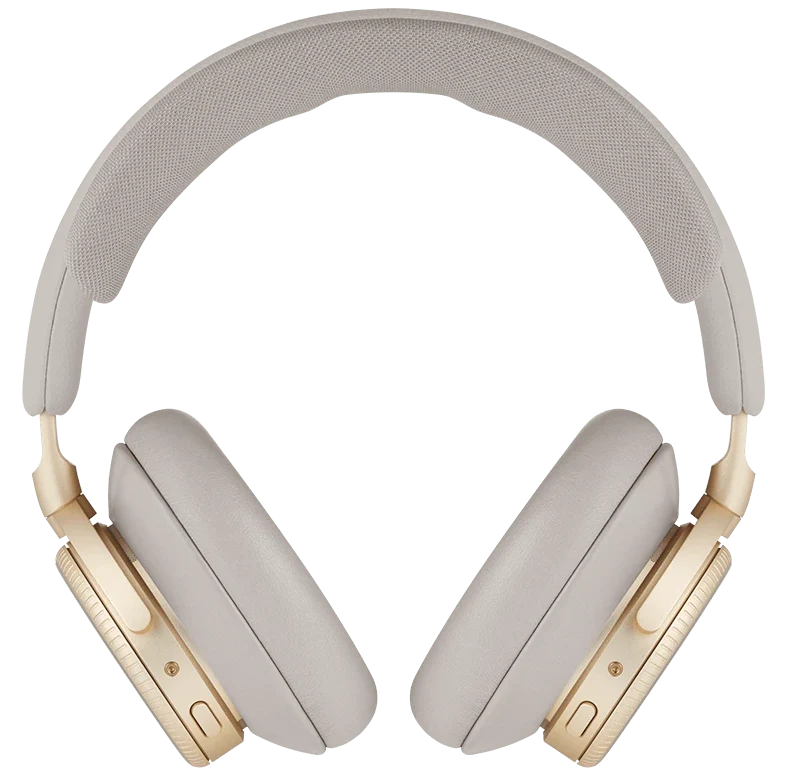 Bang & Olufsen Beoplay H100 wireless headphones with sleek design, shown in a front packshot with hourglass Sand color.