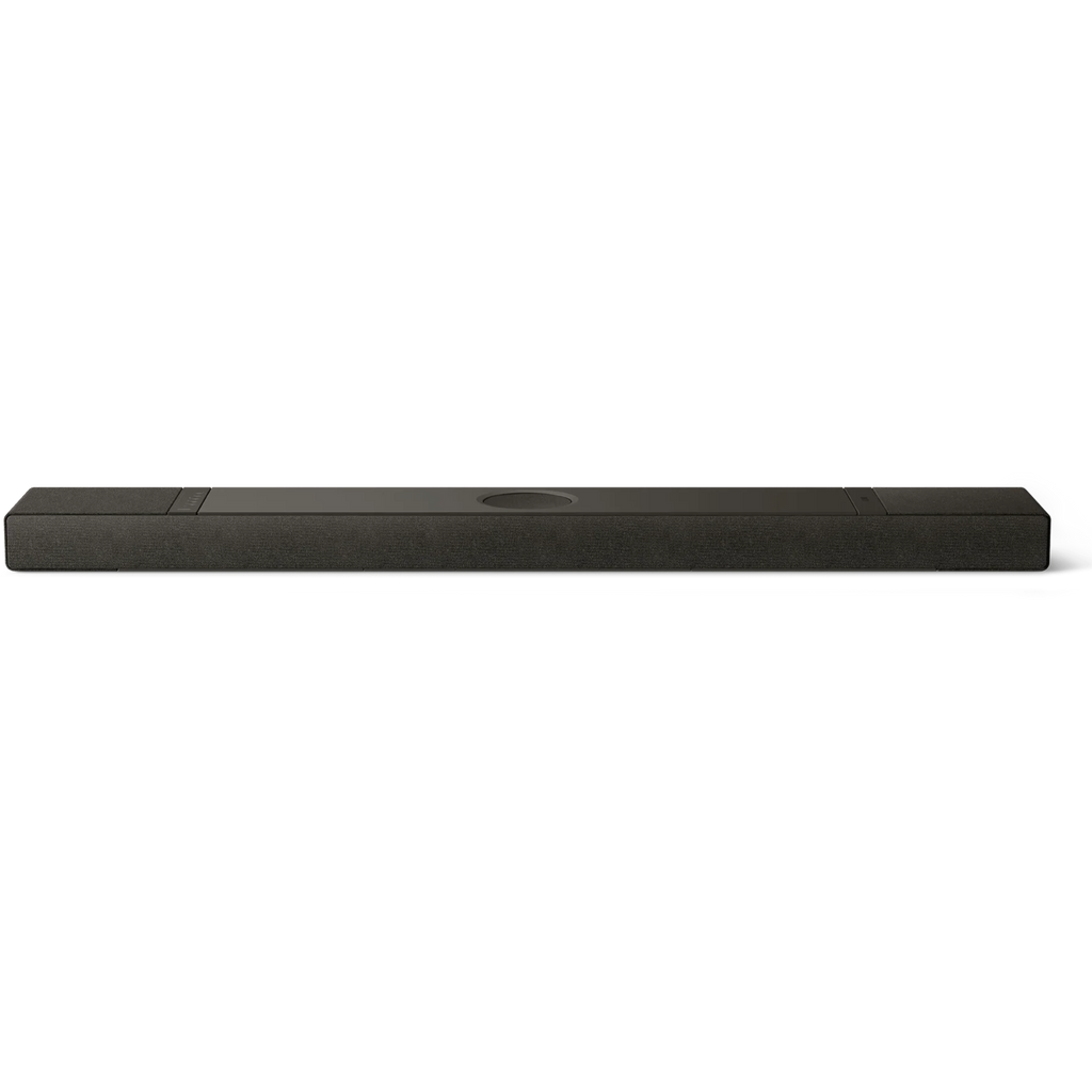 KEF XIO soundbar with sleek black design, featuring multiple speaker drivers for rich TV audio and immersive sound experience