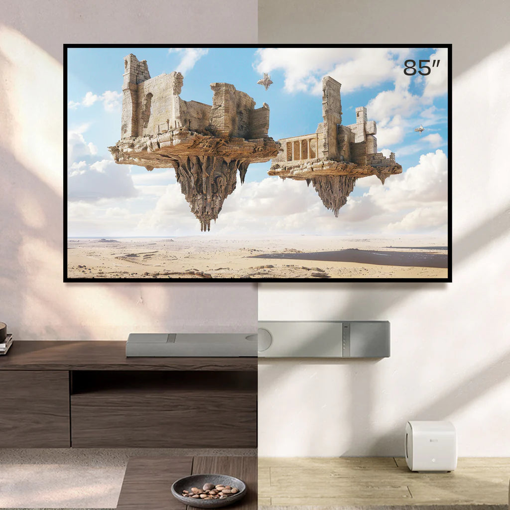KEF XIO soundbar TV speaker with sleek black design and modern controls, shown from a side angle on a white background.