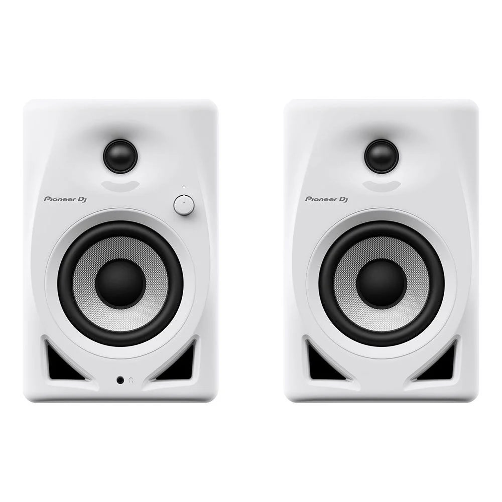 Pioneer DJ DM-40D desktop monitors, front view in white
