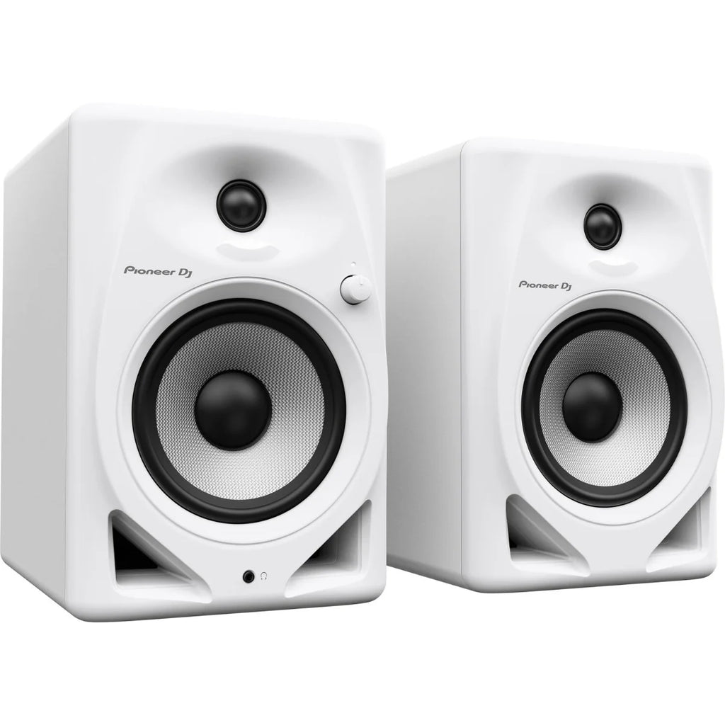 Pioneer DJ DM-50D desktop speakers, lifestyle setup, in black
