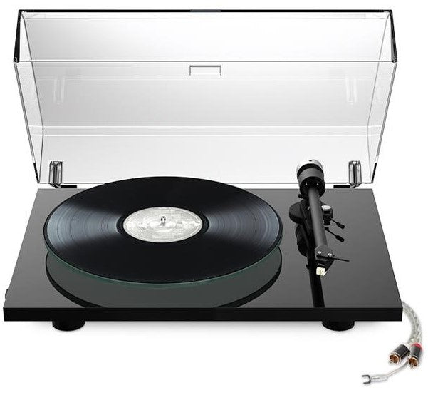 Pro-Ject T2 W turntable with wooden plinth and tonearm, showcasing its sleek design and high-quality build for vinyl playback.