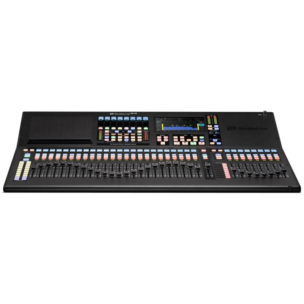 PreSonus StudioLive Series III SE 32 digital mixer with multiple knobs, faders, and input/output ports, professional audio equipment