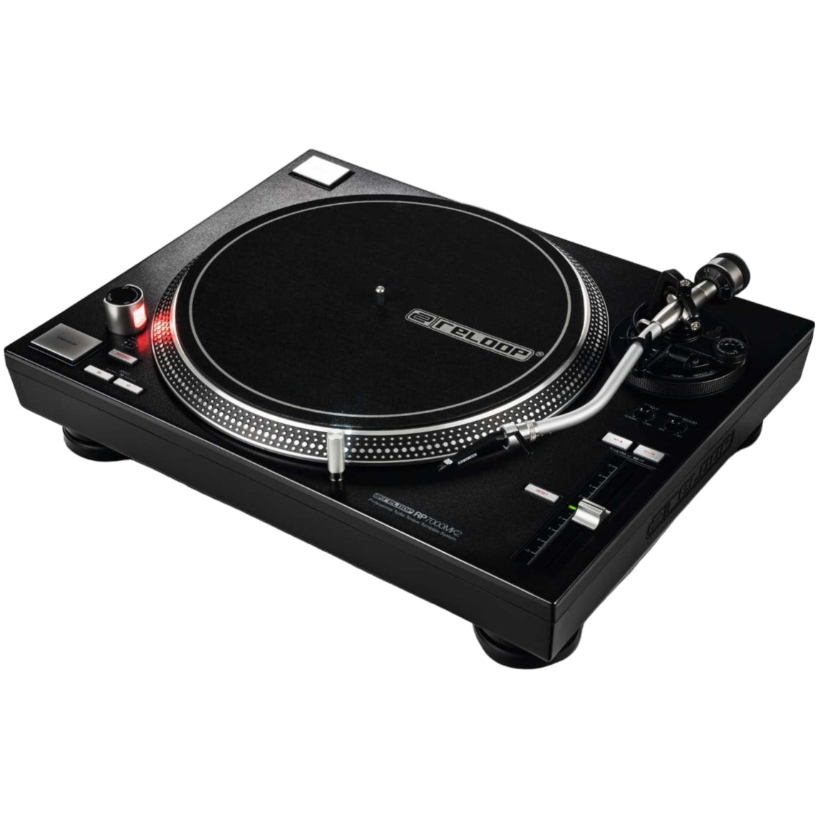 Reloop RP-7000 MK2 DJ turntable, black hero angle