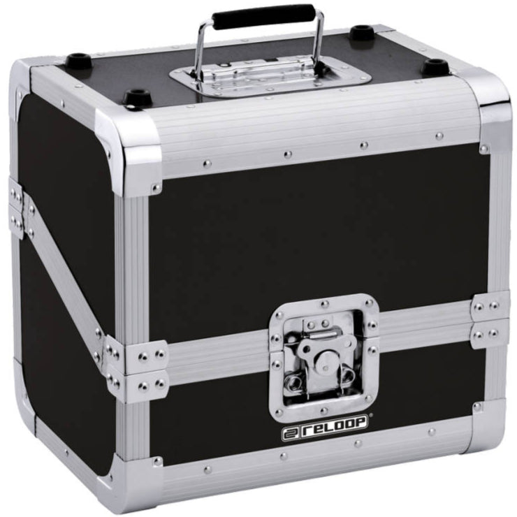 Reloop 80 DJ vinyl record case, black, with accessories