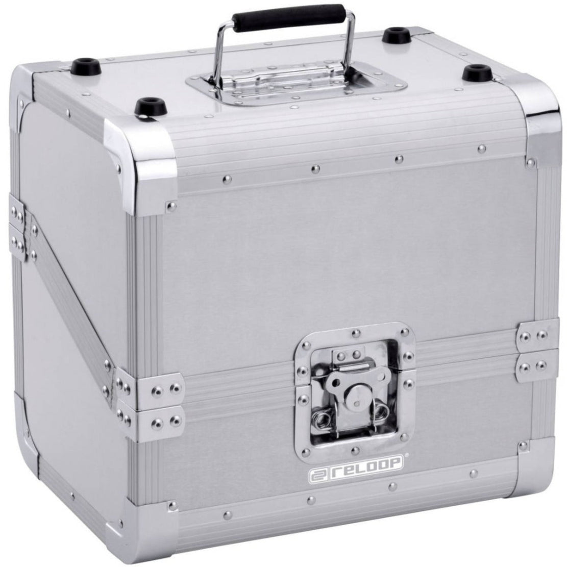 Reloop 80 DJ vinyl record case, silver, with accessories