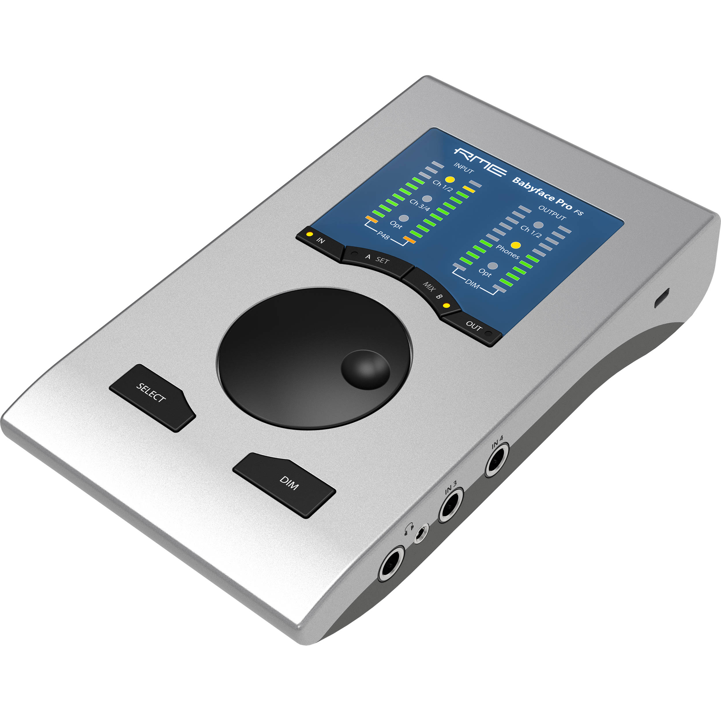 RME Babyface Pro FS audio interface, rear view in black