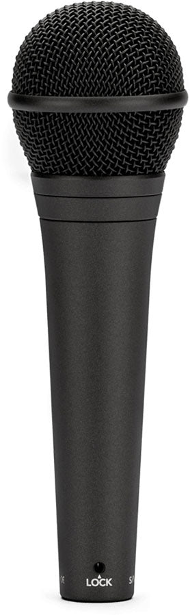 Rode M1-S dynamic microphone with a black body and grille, ideal for live vocals and music performances.